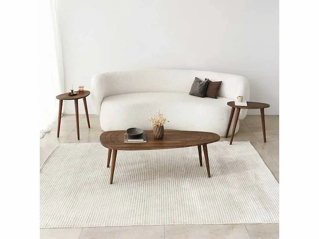 Ovale salontafel in hout met walnootafwerking - afbeelding 3 van  7