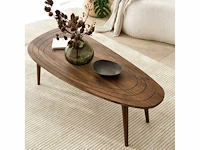 Ovale salontafel in hout met walnootafwerking - afbeelding 6 van  7