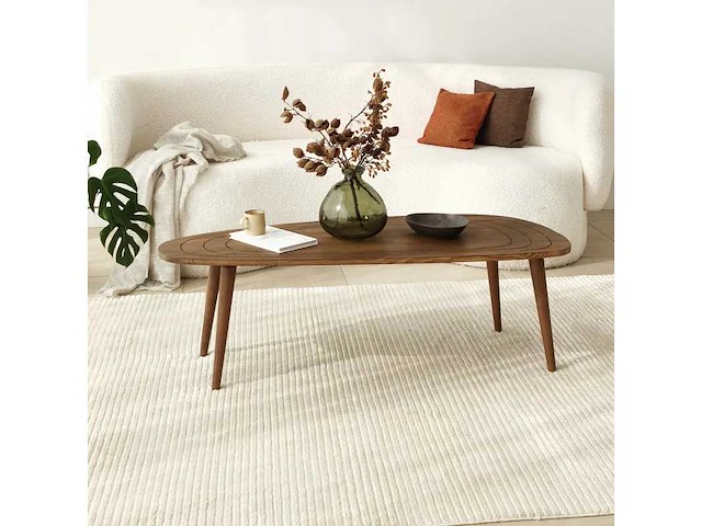 Ovale salontafel in hout met walnootafwerking - afbeelding 1 van  7