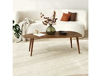 Ovale salontafel in hout met walnootafwerking - afbeelding 1 van  7