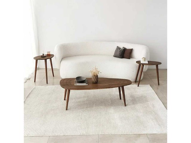 Ovale salontafel in hout met walnootafwerking - afbeelding 3 van  7