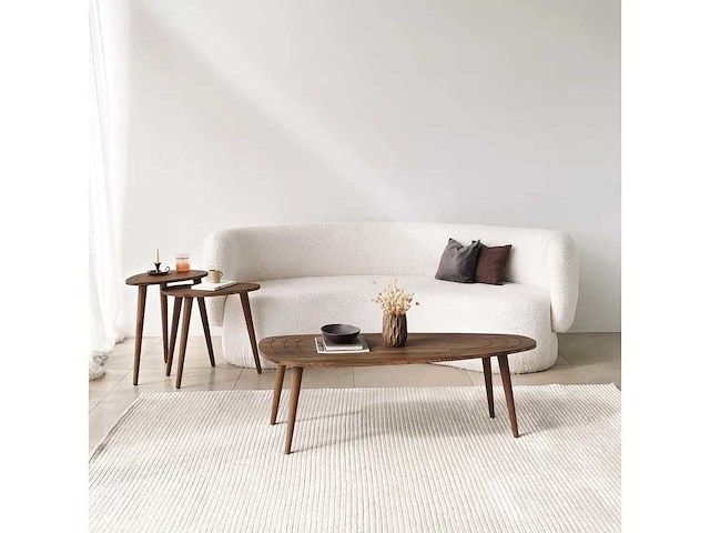 Ovale salontafel in hout met walnootafwerking - afbeelding 5 van  7