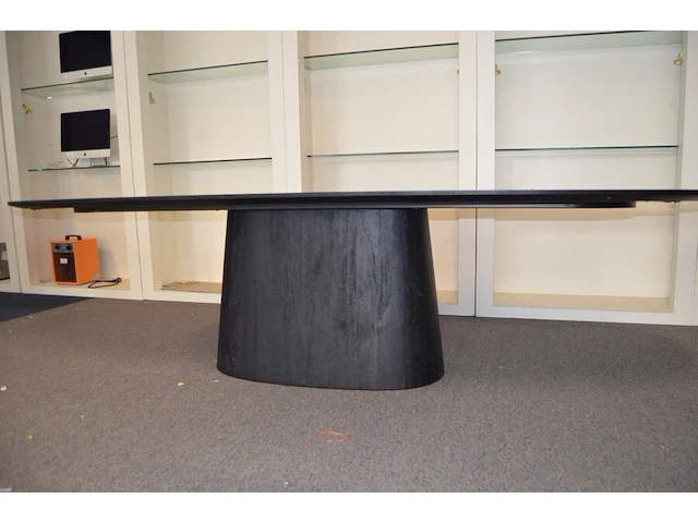 Ovale vergadertafel donker houten blad afm. 3,5m (4) - afbeelding 7 van  7