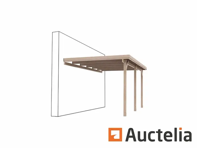 Overkapping/carport plat dak, een zijde tegen de muur circa: 300x500cm. met hoogte aan voorzijde van 290cm. - afbeelding 1 van  1