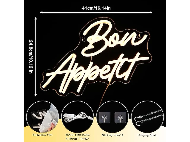 Oycgzv bon appetit neon bord - afbeelding 2 van  3