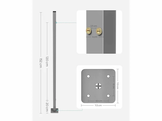 Paaltje voor luifelbox - steunstang (x4) - afbeelding 2 van  5