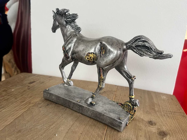Paard steampunk h22cm silver - afbeelding 3 van  3