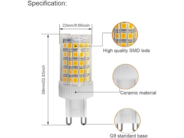 Pack v 10 ledlampen g9 10w warmwit - afbeelding 2 van  2