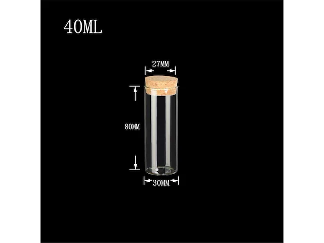 Pack v 50 glazen stolpjes met kork 40ml - afbeelding 2 van  3