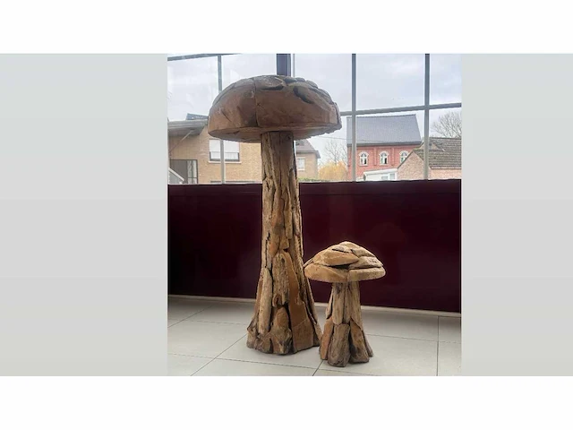 Paddenstoel teak set h120cm/h50cm - afbeelding 1 van  2