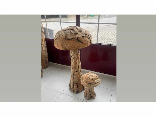 Paddenstoel teak set h120cm/h50cm - afbeelding 2 van  2