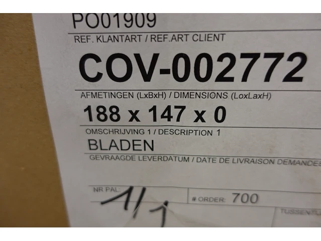 Pallet kartonnnen tussenplaatverpakkingen - afbeelding 3 van  3