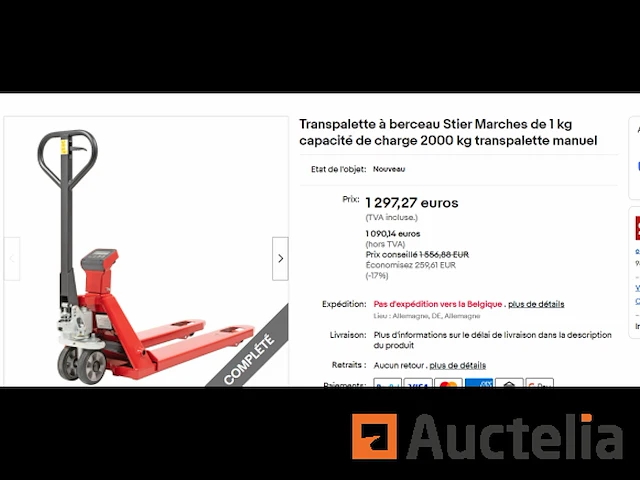 Palletwagen 1 kg stier marches weger digitaal laadvermogen 2000 kg - afbeelding 2 van  2