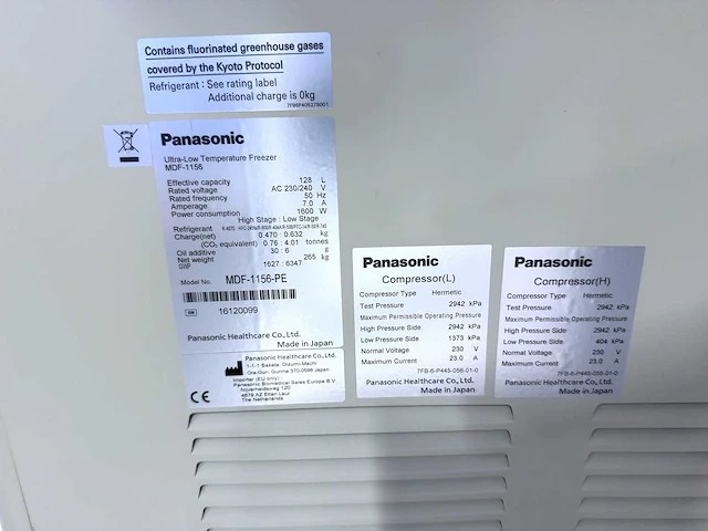 Panasonic - mdf-1156-pe - cryogene vriezer - afbeelding 5 van  5