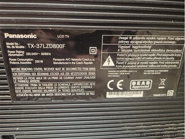 Panasonic type tex-37lzd800f - afbeelding 3 van  3