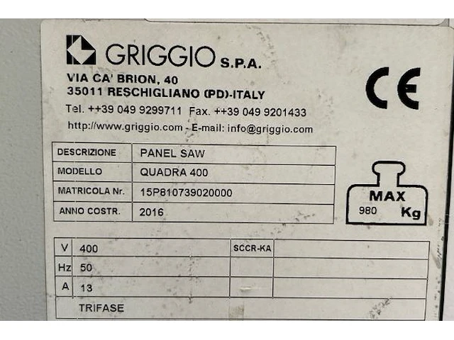 Paneelzaagmachine griggio - afbeelding 13 van  19