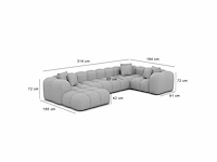 Panoramische bank links - crème fluweel - afbeelding 13 van  15