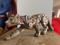 Panter lopend steampunk h21cm gold - afbeelding 2 van  3