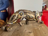 Panter lopend steampunk h21cm gold - afbeelding 3 van  3