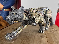 Panter lopend steampunk h21cm silver - afbeelding 1 van  3