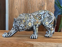 Panter sluipend steampunk h19cm silver - afbeelding 3 van  3