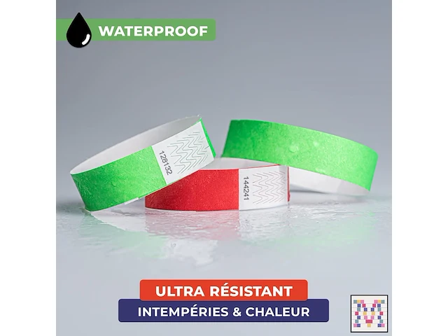 Papieren armbanden neon rood-groen - afbeelding 4 van  6