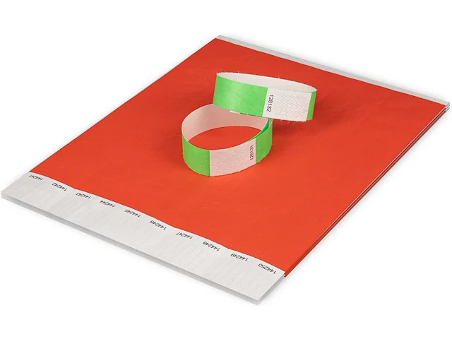 Papieren armbanden neon rood-groen - afbeelding 1 van  6