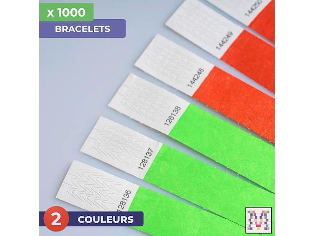 Papieren armbanden neon rood-groen - afbeelding 2 van  6