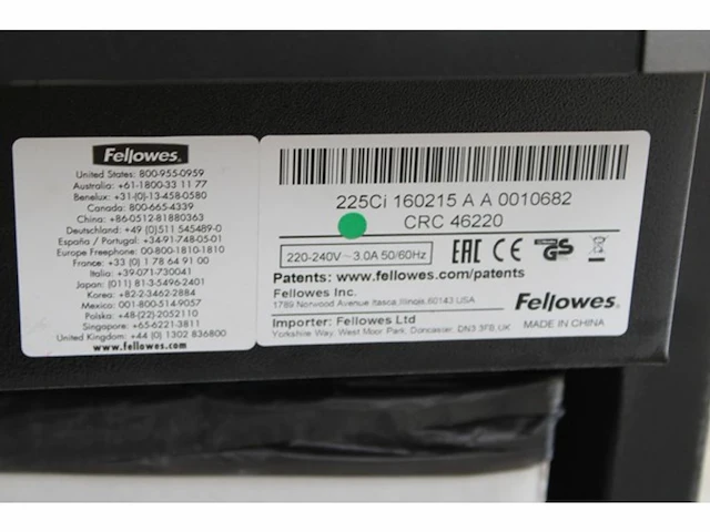 Papierversnipperaar fellowes 225ci - afbeelding 5 van  5