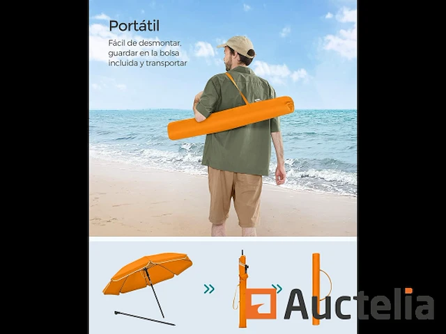Parasol 160 cm, upf 50+, bidirectioneel kantelbaar 30° - afbeelding 4 van  7