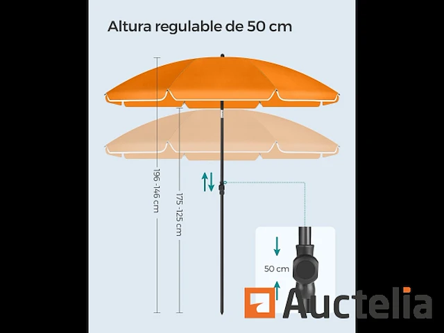 Parasol 160 cm, upf 50+, bidirectioneel kantelbaar 30° - afbeelding 5 van  7