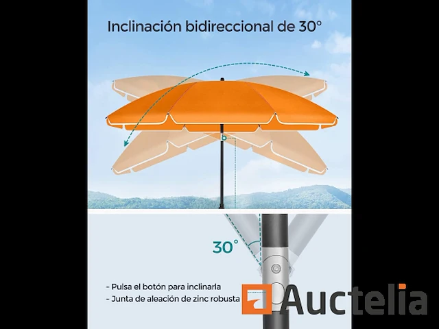 Parasol 160 cm, upf 50+, bidirectioneel kantelbaar 30° - afbeelding 6 van  7