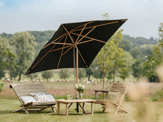 Parasol 2,5m hout lichtgrijs + beschermhoes - afbeelding 3 van  18