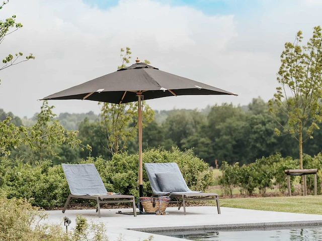 Parasol 2,5m hout lichtgrijs + beschermhoes - afbeelding 4 van  18