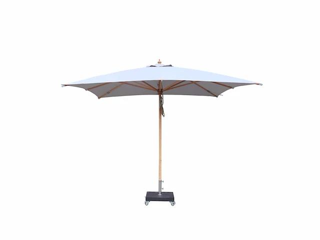 Parasol 2,5m hout medium grijs + beschermhoes + parasolvoet 40kg zwart - afbeelding 1 van  17