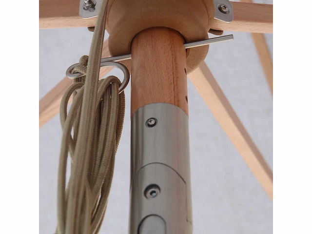 Parasol 2,5m hout medium grijs + beschermhoes + parasolvoet 40kg zwart - afbeelding 16 van  17