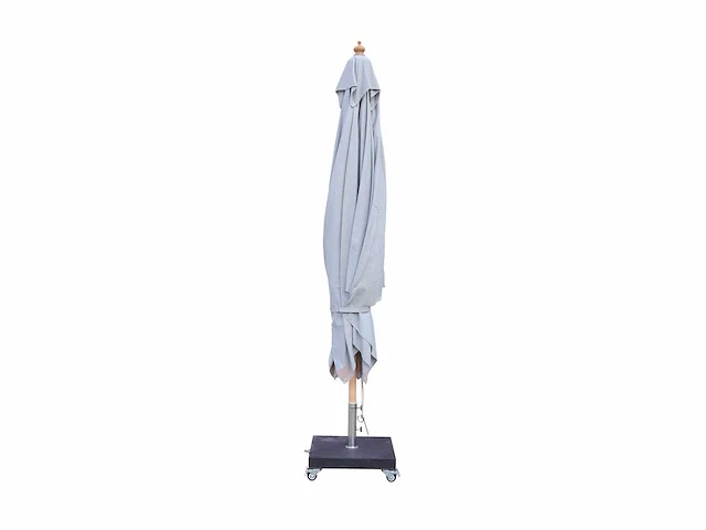 Parasol 2,5m hout medium grijs + beschermhoes + parasolvoet 40kg zwart - afbeelding 17 van  17