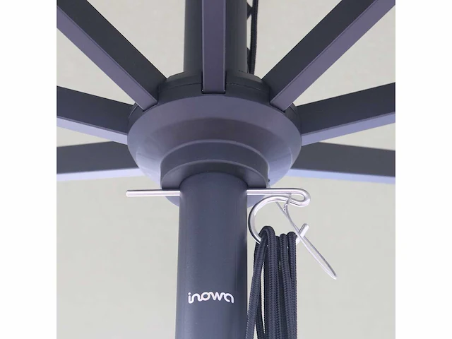 Parasol 3m alu lichtgroen + beschermhoes + parasolvoet 40kg zwart - afbeelding 16 van  17