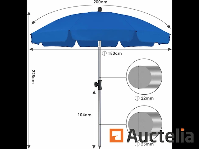 Parasol van 200 cm, outdoor garden parasol - afbeelding 1 van  6