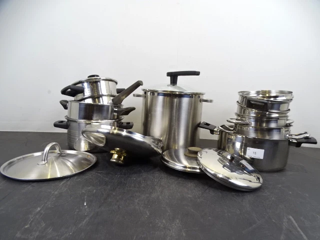 Partij inox castrollen - afbeelding 1 van  3