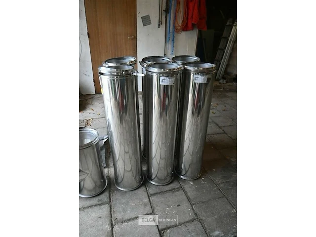 Partij inox schoorsteenpijpen + hulpstukken - afbeelding 2 van  8