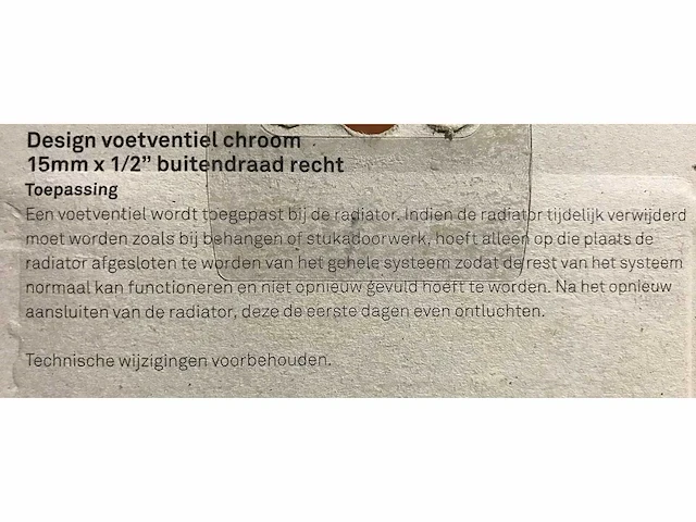 Partij radiator voetventiel chroom 1/2" x 15mm recht (673x) - afbeelding 6 van  6