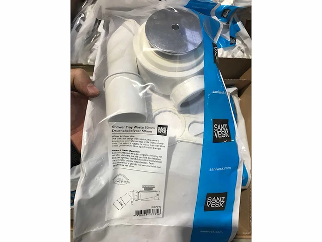 Partij sanivesk douchebakafvoer wit 50 mm, 40 mm aansluiting chroom (140x) - afbeelding 5 van  5