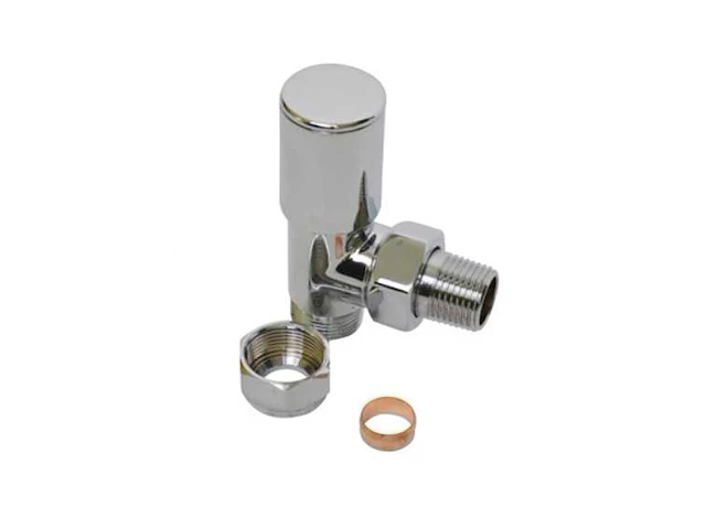 Partij thermostatische radiatorkraan 1/2" x 15mm haaks chroom (393x) - afbeelding 4 van  7