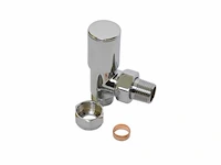 Partij thermostatische radiatorkraan 1/2" x 15mm haaks chroom (393x) - afbeelding 4 van  7
