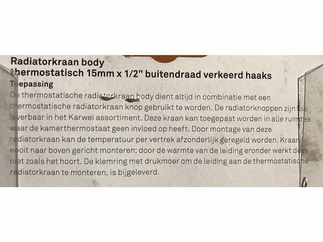 Partij thermostatische radiatorkraan verkeerd haaks 15 mm x 1/2" buitendraads (39x) - afbeelding 3 van  6