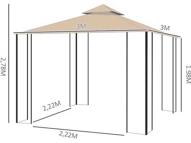 Partytent - tuinhuisje 3x3m - afbeelding 5 van  6