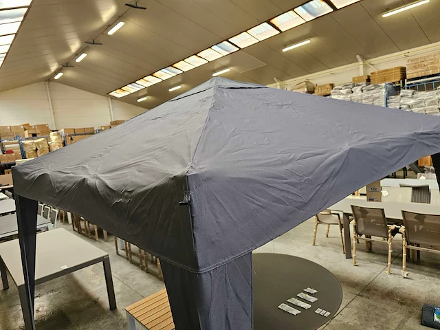 Partytent alu plooibaar paviljoen met polyesther doek grijs - afbeelding 2 van  7