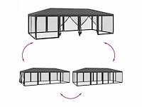 Partytent met 12 zijwanden antraciet gaas 8x4 m - afbeelding 7 van  9