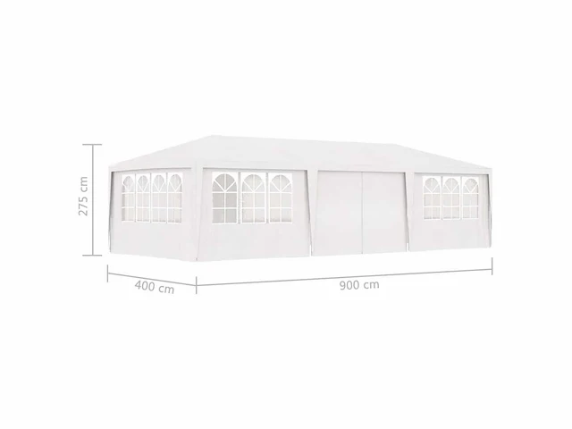 Partytent met zijwanden 4x9m wit 90 g/m² - afbeelding 9 van  9